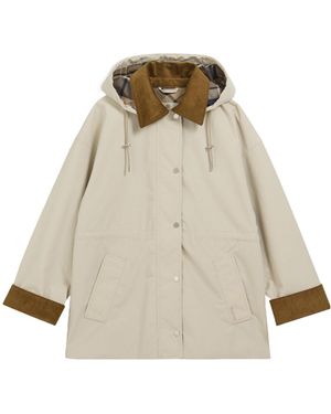 Barbour Cream Hooded Short Parka Jacket - Natural