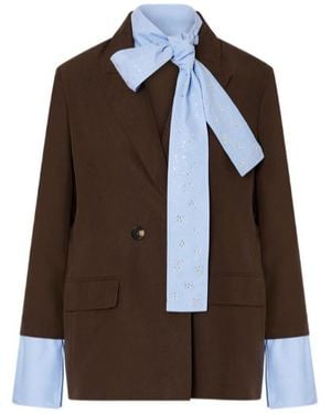 Liu Jo Blazer With Bejewelled Scarf - Brown