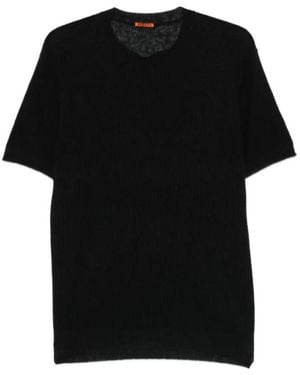 Barena V-Neck Rib Knit T-Shirt - Black