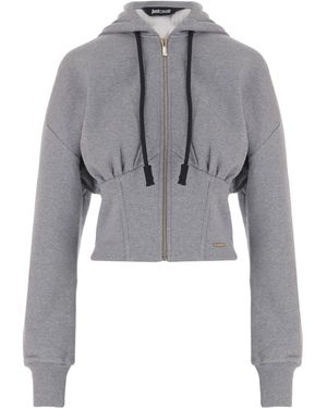 Just Cavalli Cropped Zip-Up Hoodie - Gray