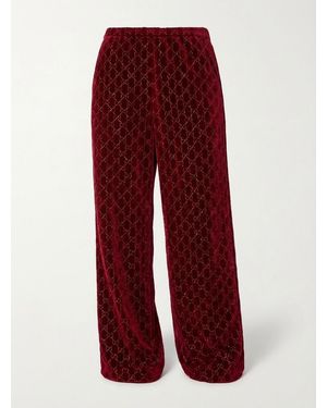 Gucci Embroidered Velvet Trousers - Purple
