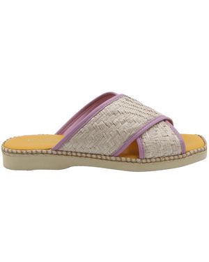 Hogan Cross Strap Slides - Brown