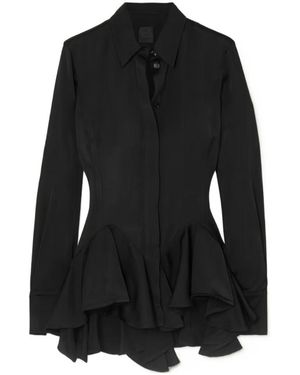 Givenchy Ruffled Satin Crepe Shirt - Black