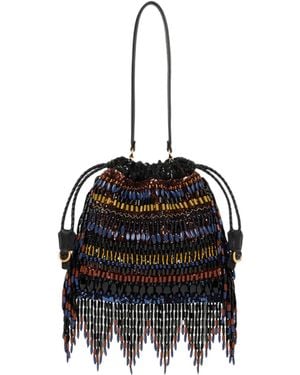 Etro Kalispera Beaded Fringe Shoulder Bag - Black