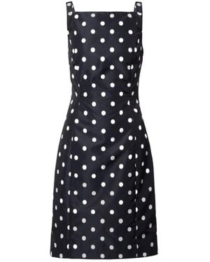 Patou Polka-Dot Faille Minidress - Blue