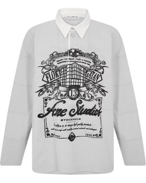 Acne Studios Long-Sleeve Polo Shirt - Gray