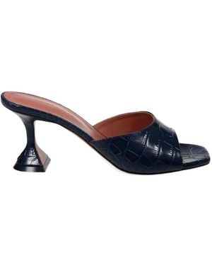 AMINA MUADDI Crocodile-Embossed Cutout Sandals - Blue