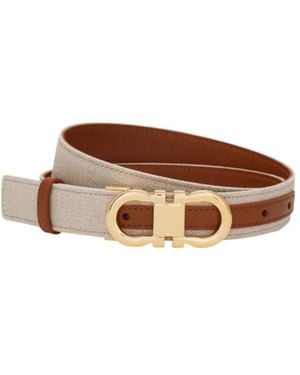 Ferragamo Reversible And Adjustable Gancini Belt - Brown