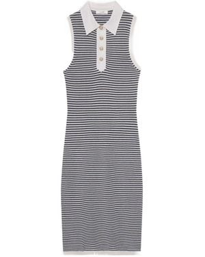 FRAME Stripe-Pattern Midi Dress - Grey