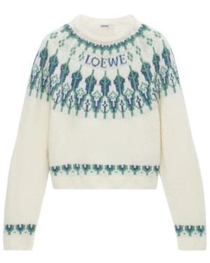 Loewe Round-Neck Wool Blend Sweater - Blue