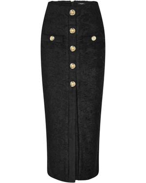 Balmain Structured Tailored Midi Skirt - Black