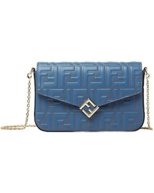 Fendi Ff Diamonds Chain-Linked Wallet - Blue