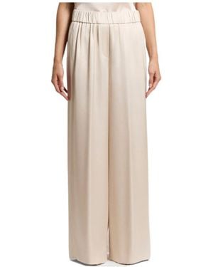 Peserico Wide-Leg Satin Pants - Natural