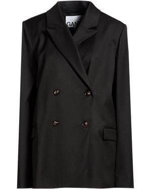 Ganni Double-Breasted Blazer - Black