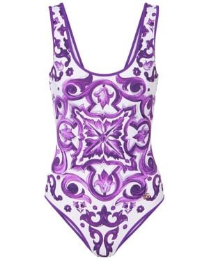 Dolce & Gabbana Majolica Swimsuit - Purple
