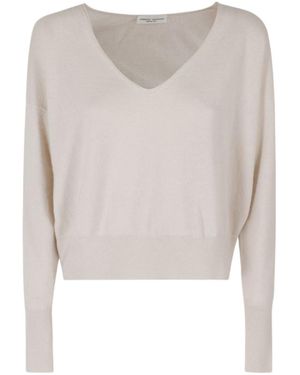 Roberto Collina Dropshoulder Vneck Cropped Knit Sweater - White