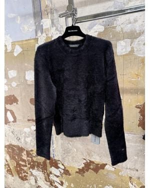 Balenciaga Crew Neck Plush Sweater - Blue