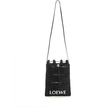 Loewe Logo-Embroidered Drawstring Pocket - White