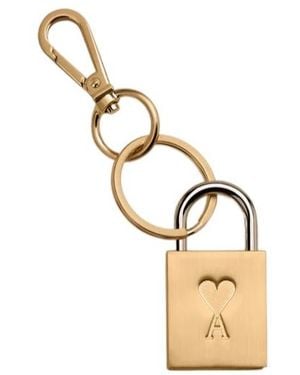 Ami Paris Ami De Coeur Padlock Keyring - Metallic