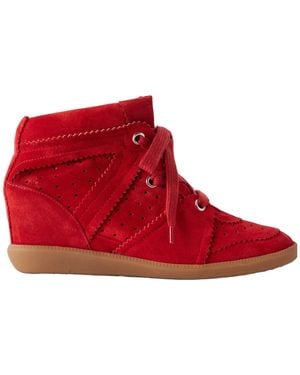 Isabel Marant Suede Wedge Trainers - Red