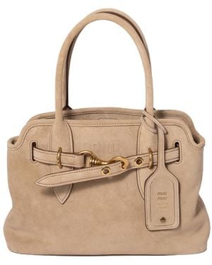 Miu Miu Aventure Suede Handbag - Natural