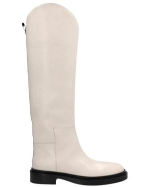 Jil Sander Almond-Toe Knee-Length Boots - White