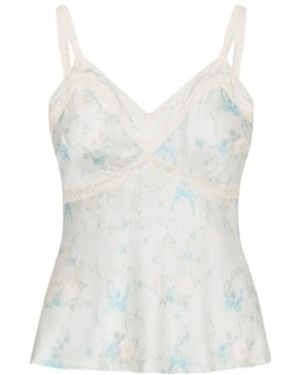 LoveShackFancy Lirena Lace-Trim Camisole Top - White