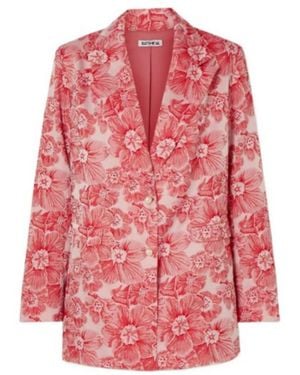 BATSHEVA Floral Jacquard Blazer - Red