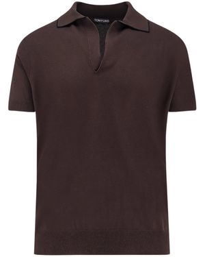 Tom Ford Knitted Polo Shirt - Brown