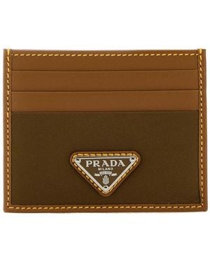 Prada Logo Plaque Card Holder - Brown
