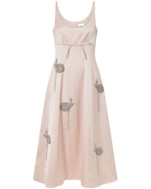 Erdem Embroidered Satin Midi Dress - Pink