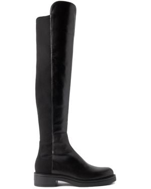 Stuart Weitzman 5050 Celia Stretch-Paneled Leather Over-The-Knee Boots - Black