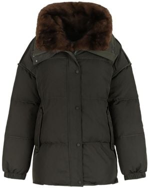 Yves Salomon Long-Sleeved Down Jacket - Black