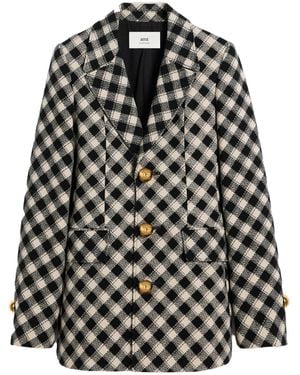 Ami Paris Check-Pattern Jacket - Black
