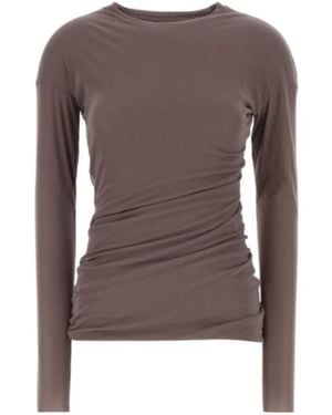 Jil Sander Ruched Long-Sleeve Top - Brown