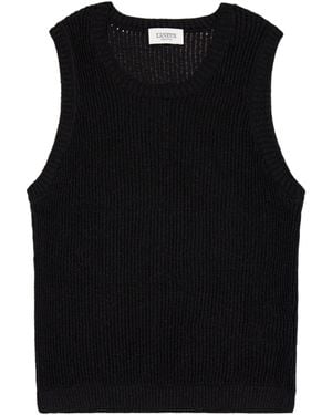 Laneus Ribbed Crewneck Top - Black