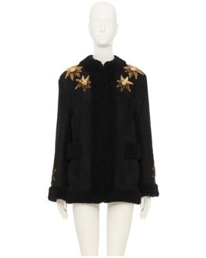Valentino Long Sleeve Leather Jacket - Black