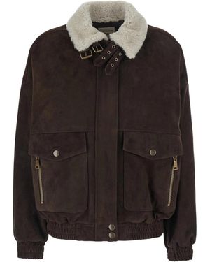 Semicouture Semi Couture Gloria Shearling Collar Bomber Jacket - Black