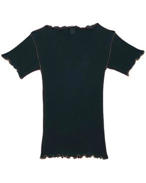 Baserange Vein Ribbed Lettuce-Trim T-Shirt - Black