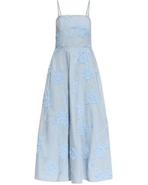 ROTATE BIRGER CHRISTENSEN Floral Embroidered Midi Dress - Blue