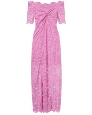 Rabanne Off-Shoulder Lace Midi Dress - Pink