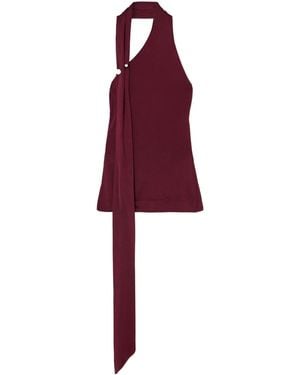 Galvan London Asymmetrical Knit Top - Red