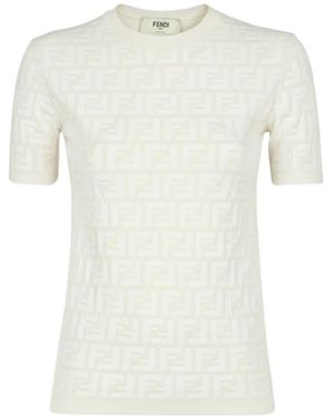 Fendi Crewneck Short-Sleeved Jumper - White