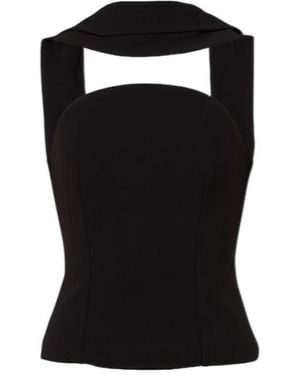 Roland Mouret Scarf-Detail Crêpe Corset Top - Black
