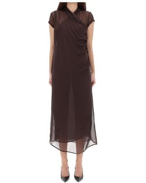 Paloma Wool Draped Silk Dress - Brown