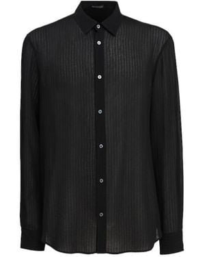 Ann Demeulemeester Andre Tonal Striped Classic Shirt - Black