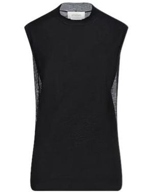 Sportmax Solid Crew Neck Sleeveless Knit Top - Black