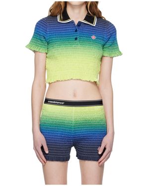 CASABLANCA Knitted Gradient Polo Shirt - Blue