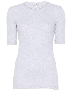 Brunello Cucinelli Monili-Trim Short-Sleeve T-Shirt - White