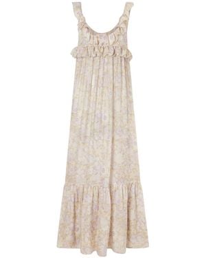 Chloé Ruffled Tiered Floral-Print Silk-Charmeuse Maxi Dress - Natural